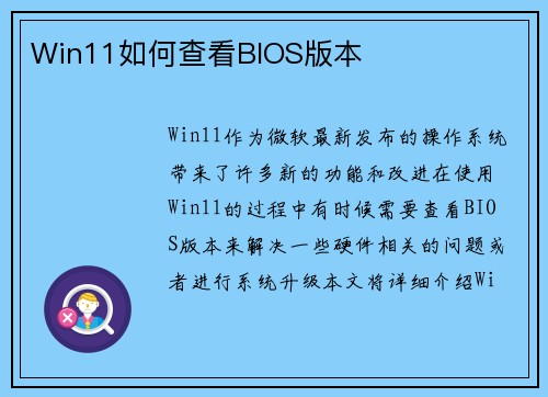 Win11如何查看BIOS版本